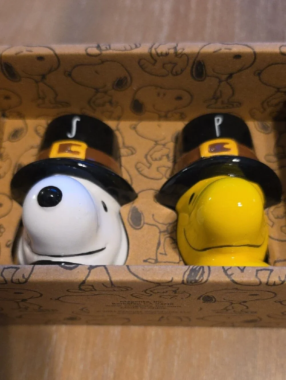 Rae Dunn Peanuts Snoopy & Woodstock S&P Shakers - White, Yellow & Black New